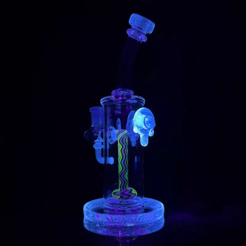 “Blue V ” UV Reactive Wig Wag Showerhead Rig by OJ Flame