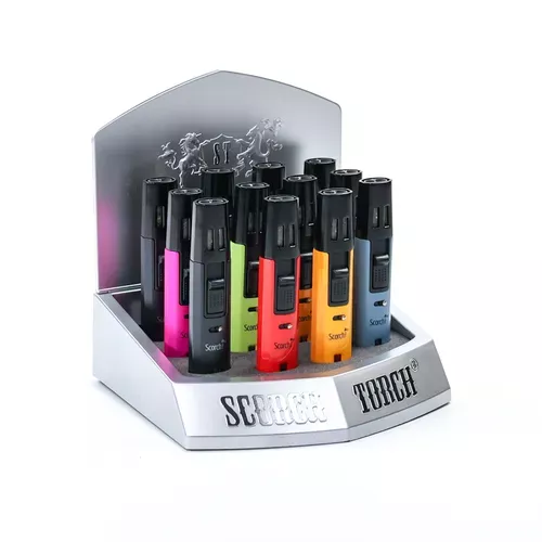 Scorch Torch – 12pk, 5″ Standing Pencil 2-Flame Matte Finish, Assorted Colors, Retail Display