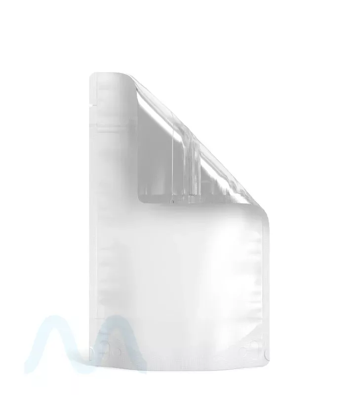 Tamper Evident | Matte White Vista PCR Mylar Bags (Tear Notch) | 5in x 8.1in – 14g – 1000 Count