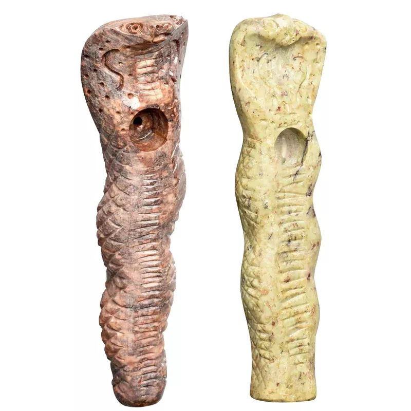 Textured Cobra Carved Stone Pipe