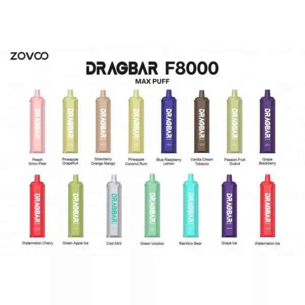 Zovoo Drag Bar F8000 8000 Puffs Rechargeable Vape Disposable 16mL