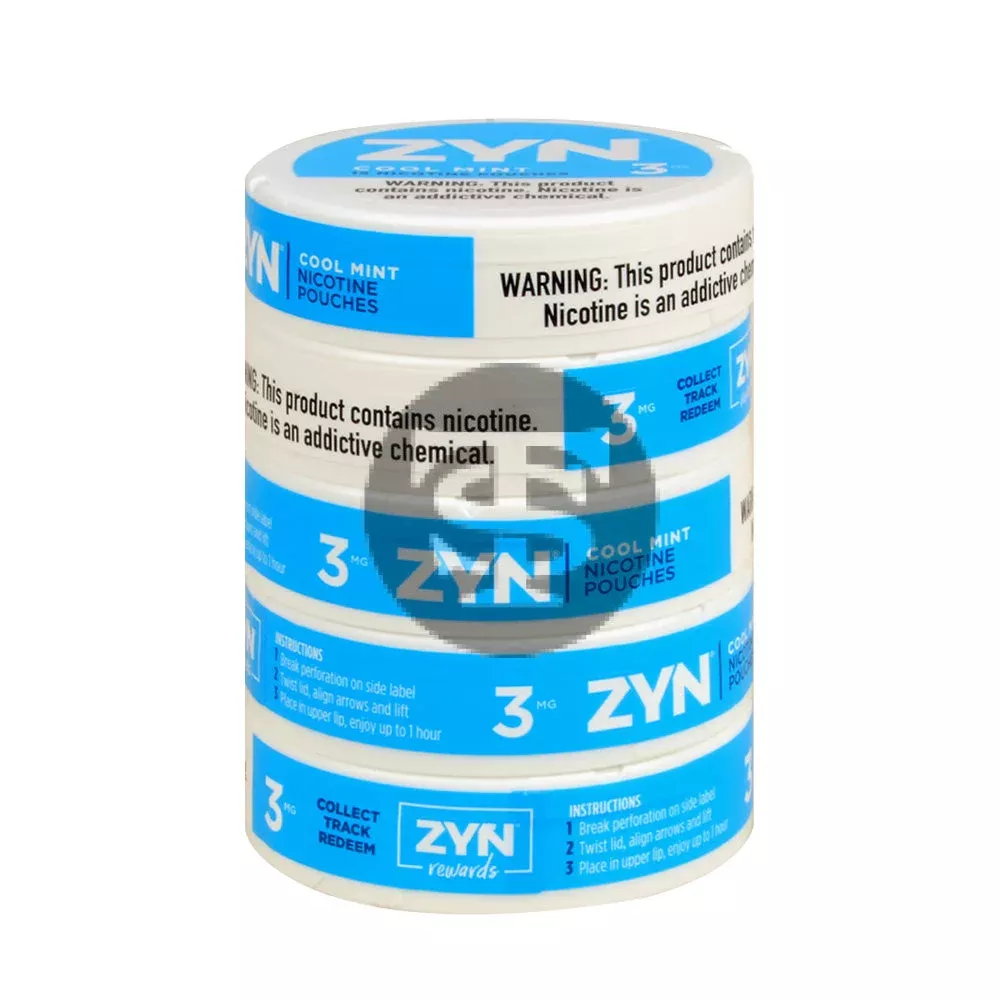 Zyn Nicotine pouches 3mg Cool Mint, 5 cans