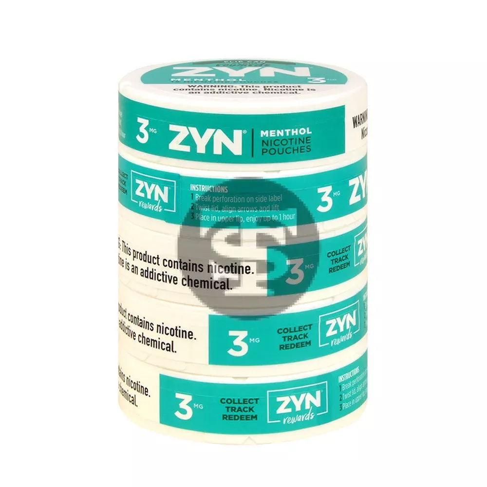 Zyn Nicotine pouches 3mg Menthol, 5 cans