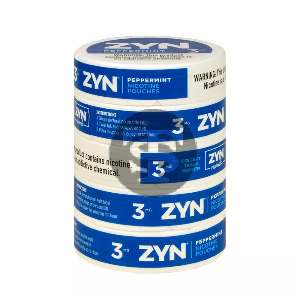 Zyn Nicotine pouches 3mg Peppermint, 5 cans