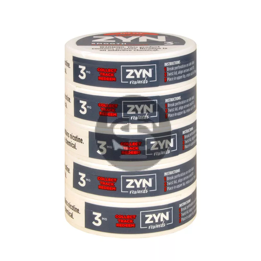 Zyn Nicotine pouches 3mg Smooth, 5 cans