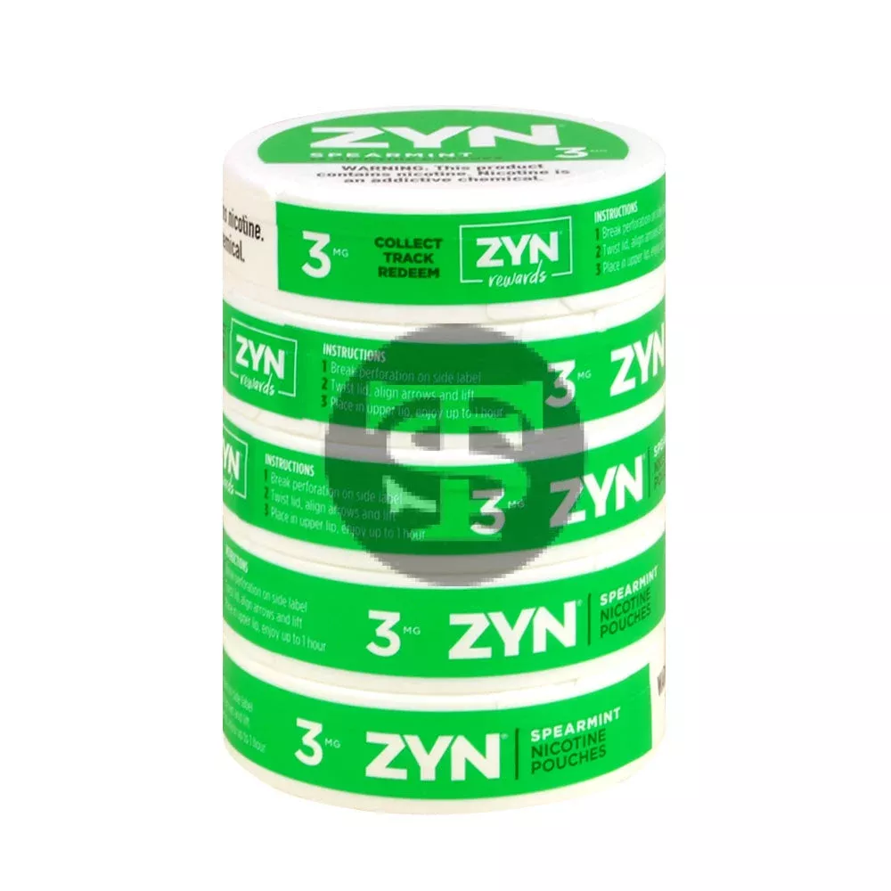 Zyn Nicotine pouches 3mg Spearmint, 5 cans