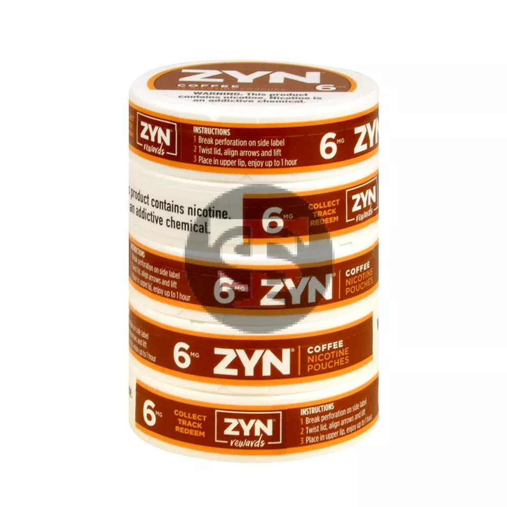 Zyn Nicotine pouches 6mg Coffee, 5 cans