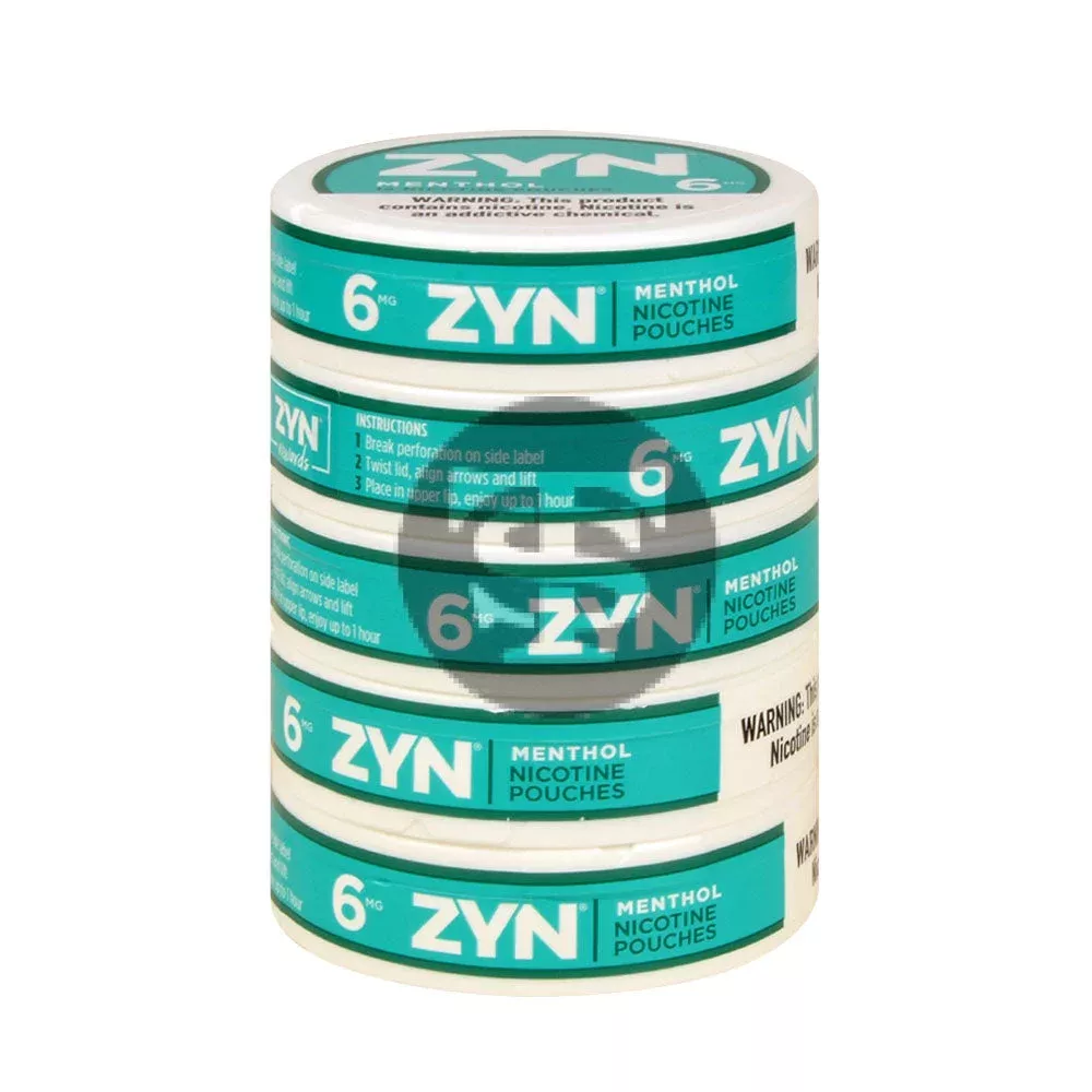 Zyn Nicotine pouches 6mg Menthol, 5 cans