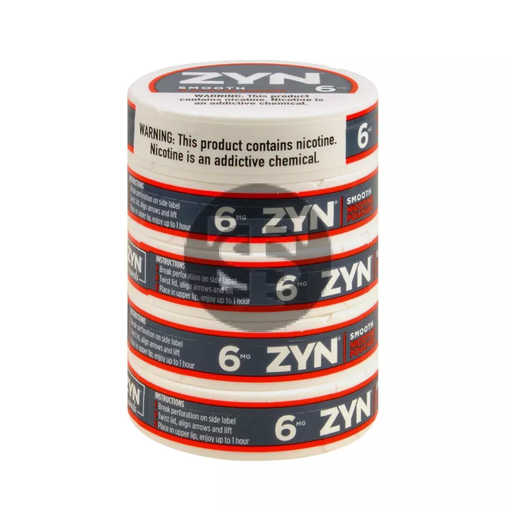 Zyn Nicotine pouches 6mg Smooth, 5 cans