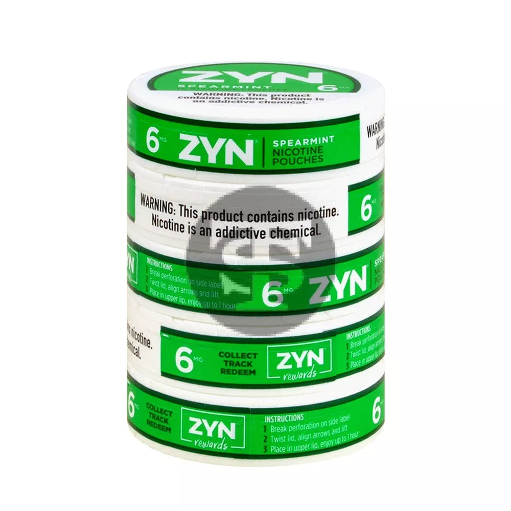 Zyn Nicotine pouches 6mg Spearmint, 5 cans