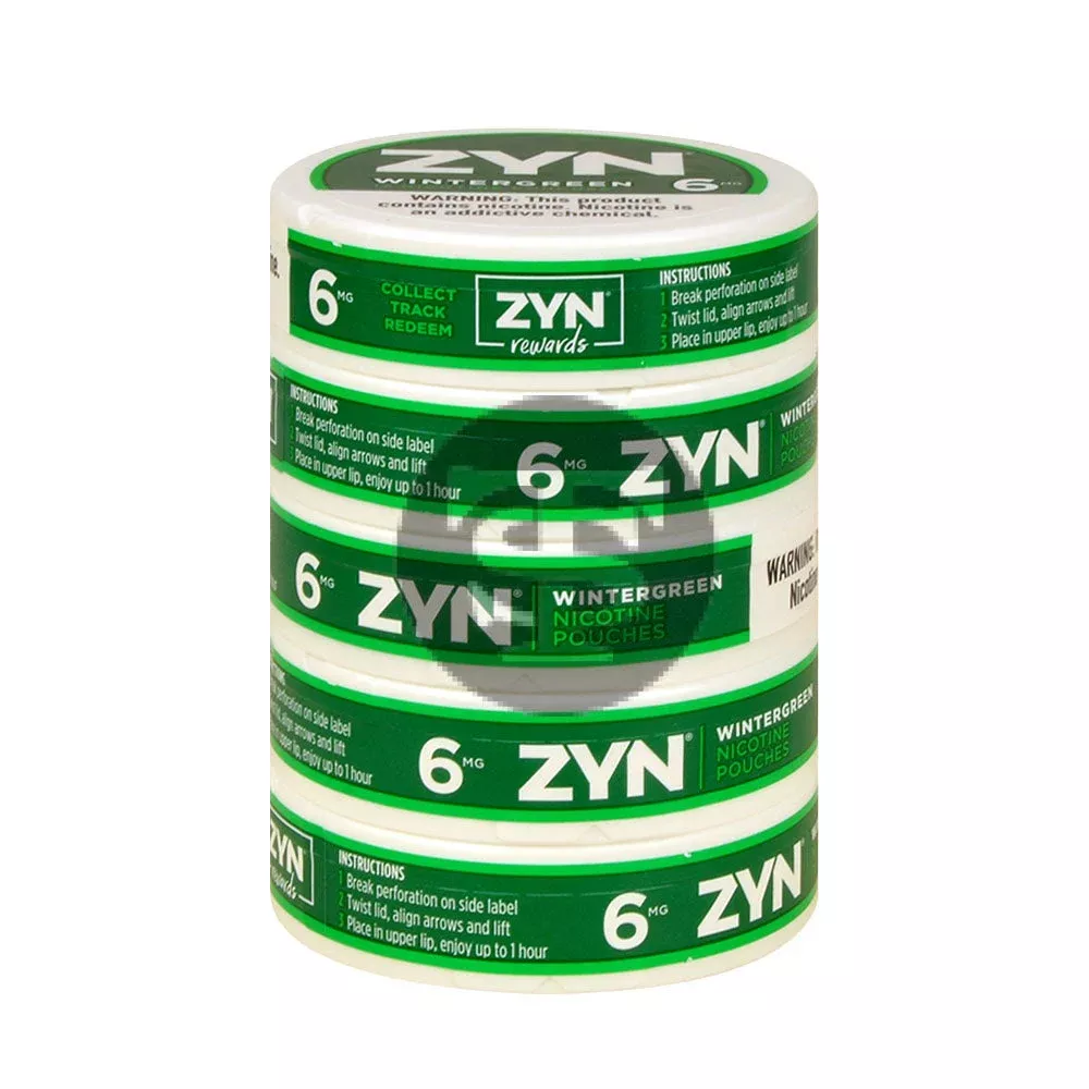 Zyn Nicotine pouches 6mg Wintergreen, 5 cans